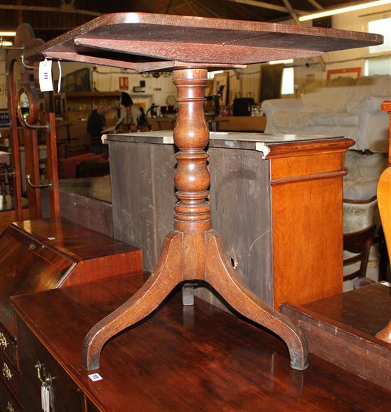 19C oak square tilt-top occasional table(-)